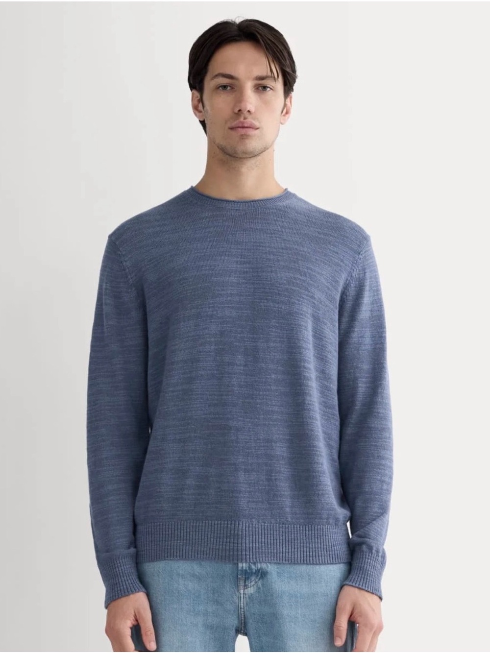 Everlane European Flax Linen Organic Cotton Crewneck Sweater Blue Men L